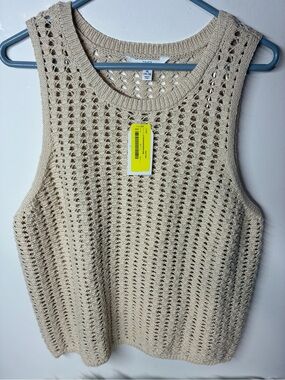 Cream Crochet Knit Tank Top
